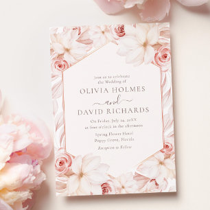 Blush Pink Floral Frame Wedding Invitation