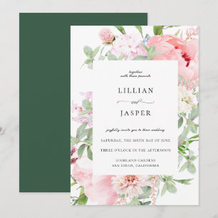 Blush Pink Floral Frame Wedding Invitation