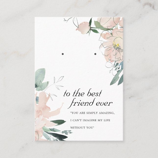 BLUSH PINK FLORAL FRIEND EARRING DISPLAY CARD (Front)