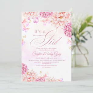 Blush Pink Floral Garden Baby Shower Invitation