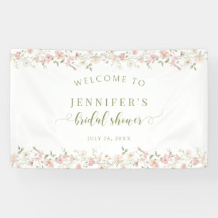 Blush Pink Floral Garden Bridal Shower Welcome Banner