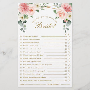 Blush Pink Floral Geometric Bridal Shower Game