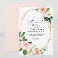 Blush Pink Floral Geometric Frame Bridal Shower