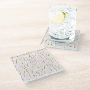 Blush Pink Floral Glass Coaster