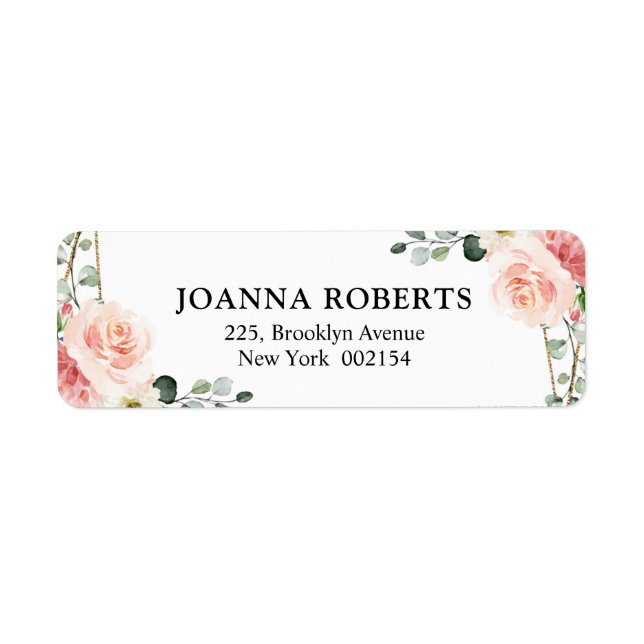 Blush Pink Floral Gold Geometric Botanical Wedding (Front)