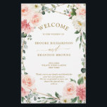 Blush Pink Floral Gold Geometric Wedding Program<br><div class="desc">Elegant Blush pink / peach spring floral botanical wedding program featuring a bouquet of soft pastel watercolor roses, peonies and hydrangeas in shades of blush pink, peach and cream with lush green botanical leaves and eucalyptus leaves with gold geometric frame. Please find more matching designs and variations from my "blissweddingpaperie"...</div>