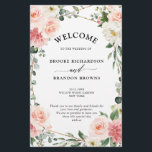 Blush Pink Floral Gold Geometric Wedding Program<br><div class="desc">Elegant Blush pink / peach spring floral botanical wedding program featuring a bouquet of soft pastel watercolor roses, peonies and hydrangeas in shades of blush pink, peach and cream with lush green botanical leaves and eucalyptus leaves with gold geometric frame. Please find more matching designs and variations from my "blissweddingpaperie"...</div>
