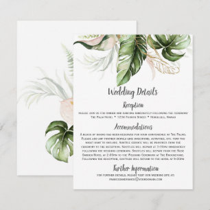 Blush Pink Floral Gold Tropical Greenery Wedding Enclosure Card