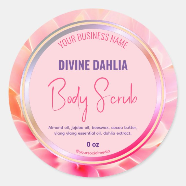 Blush Pink Floral Gradient Frame Product Label (Front)