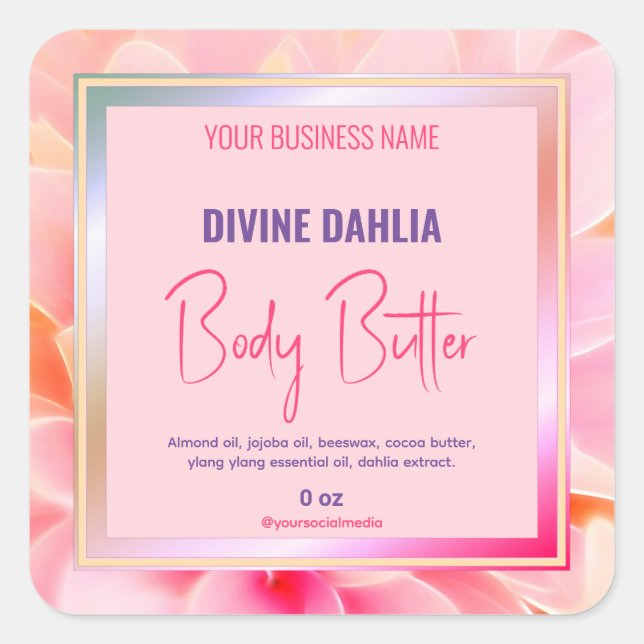Blush Pink Floral Gradient Frame Product Label (Front)