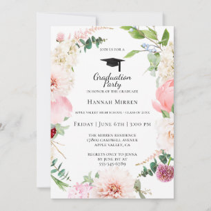 Blush Pink Floral Graduation Party Invitation
