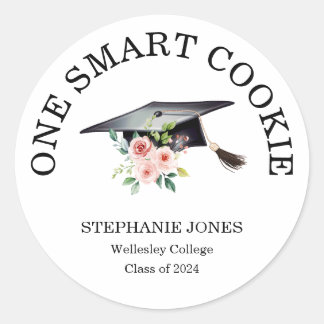 Blush Pink Floral Hat One Smart Cookie Sticker