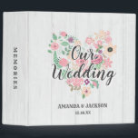 Blush Pink Floral Heart Modern Wedding Photo Album Binder<br><div class="desc">Blush Pink Floral Heart Modern Rustic Flowers Design on White Wood Rustic Chic Wedding Photo Album With trendy Hand Lettered Script font! ~ Check my shop to see the entire wedding collection with this design!</div>