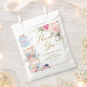 Blush Pink Floral High Tea Party Bridal Shower Favour Bag