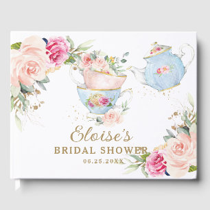 Blush Pink Floral High Tea Party Bridal Shower Guest Book