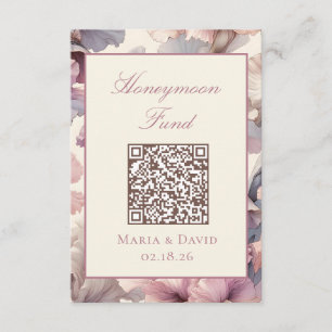 Blush Pink Floral Honeymoon Fund QR Code Cards