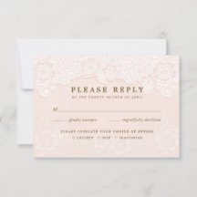 Blush Pink Floral Lace RSVP With Entrees