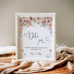Blush Pink Floral Lemon Date Jar Bridal Shower Poster
