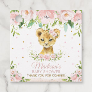 Blush Pink Floral Lion Baby Shower Thank You Favou Favour Tags