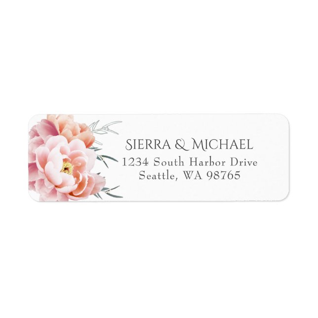 Blush Pink Floral Mariage Adresse de retour (Devant)