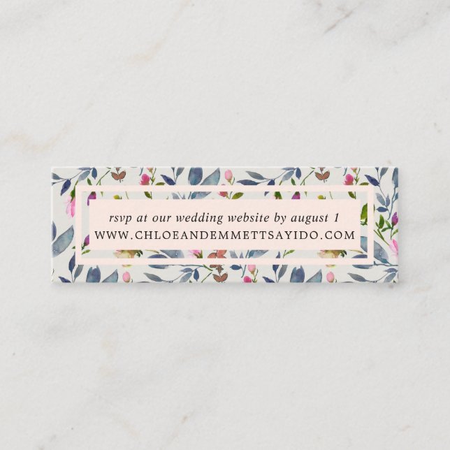 Blush Pink Floral Mariage Website Cartes RSVP (Devant)