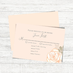 Blush Pink Floral Meal Choice Wedding RSVP Card
