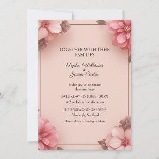 Blush Pink Floral Minimalist Wedding Invitation
