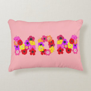 Blush Pink Floral Mom Typographic Accent Pillow