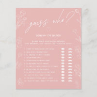  Blush Pink Floral Mommy or Daddy Baby Shower Game