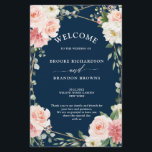 Blush Pink Floral Navy Geometric Wedding Program<br><div class="desc">Elegant Blush pink / peach spring floral botanical wedding program featuring a bouquet of soft pastel watercolor roses, peonies and hydrangeas in shades of blush pink, peach and cream with lush green botanical leaves and eucalyptus leaves with gold geometric frame. Please find more matching designs and variations from my "blissweddingpaperie"...</div>