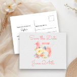 Blush Pink Floral Number 15 Save the Date Announcement Postcard<br><div class="desc">Number 15 Save the Date postcard This delicate and feminine design features the number 15, decorated with a bouquet of flowers and foliage. It has a soft colour palette of blush pink, apricot, yellow, gold and dusty blue. The template is set up ready for you to add your date, name...</div>