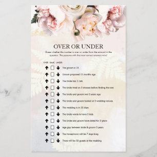 Blush Pink Floral Over or Under Bridal Game