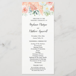 Blush Pink Floral Pampas Wedding Program