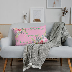 Blush pink Floral peonies Trendy Girly Accent Pillow