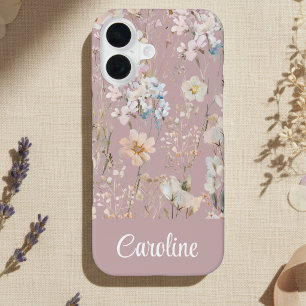 Blush Pink Floral Personalized iPhone 16 Case
