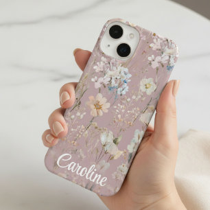 Blush Pink Floral Personalized  iPhone 14 Case