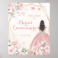 Blush Pink Floral Princess Quinceañera Welcome