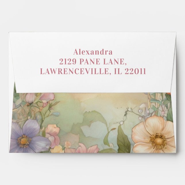 Blush Pink Floral Quinceanera Celebration Envelope (Back (Top Flap))