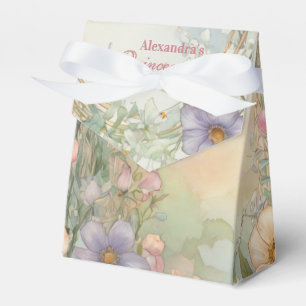 Blush Pink Floral Quinceanera Celebration Favor Box