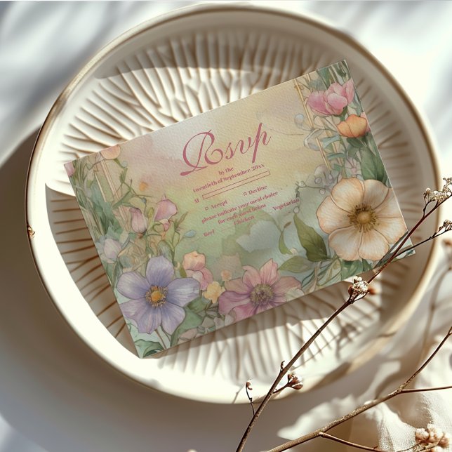 Blush Pink Floral Quinceanera Celebration RSVP Card (Creator Uploaded)