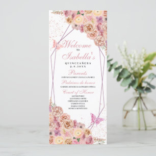 Blush Pink Floral Quinceanera Program