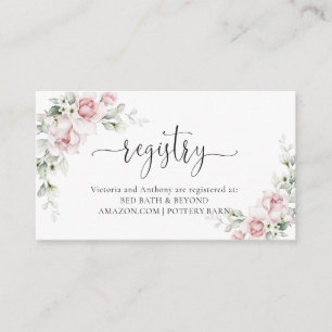 Blush Pink Floral Registry Enclosure Card