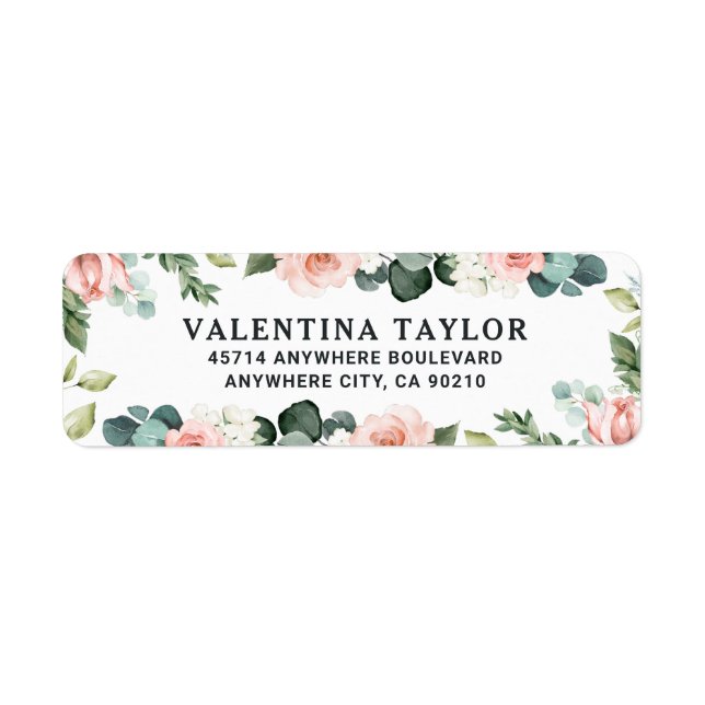 Blush Pink Floral Rose Garden Watercolor Wedding (Front)