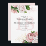 Blush Pink Floral Roses White 18th Birthday Invitation<br><div class="desc">Elegant modern botanical blush pink watercolor floral (roses) and greenery on white garden-theme 18th birthday party invitation. Text,  font,  font size and colour are completely customizable,  so this card can be customized to perfectly suit your needs.</div>