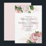 Blush Pink Floral Roses White 18th Birthday Invitation<br><div class="desc">Elegant modern botanical blush pink watercolor floral (roses) and greenery on white garden-theme 18th birthday party invitation. Text,  font,  font size and colour are completely customizable,  so this card can be customized to perfectly suit your needs.</div>