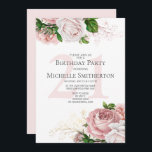 Blush Pink Floral Roses White 21st Birthday Invitation<br><div class="desc">Elegant modern botanical blush pink watercolor floral (roses) and greenery on white garden-theme 21st birthday party invitation.  Text,  font,  font size and colour are completely customizable,  so this card can be customized to perfectly suit your needs.</div>