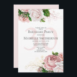 Blush Pink Floral Roses White 30th Birthday Invitation<br><div class="desc">Elegant modern botanical blush pink watercolor floral (roses) and greenery on white garden-theme 30th birthday party invitation.  Text,  font,  font size and colour are completely customizable,  so this card can be customized to perfectly suit your needs.</div>