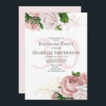 Blush Pink Floral Roses White 30th Birthday Invitation<br><div class="desc">Elegant modern botanical blush pink watercolor floral (roses) and greenery on white garden-theme 30th birthday party invitation.  Text,  font,  font size and colour are completely customizable,  so this card can be customized to perfectly suit your needs.</div>