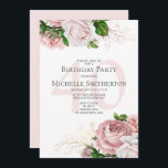 Blush Pink Floral Roses White 40th Birthday Invitation<br><div class="desc">Elegant modern botanical blush pink watercolor floral (roses) and greenery on white garden-theme 40th birthday party invitation.  Text,  font,  font size and colour are completely customizable,  so this card can be customized to perfectly suit your needs.</div>