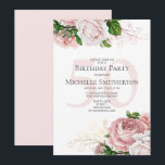 Blush Pink Floral Roses White 50th Birthday Invitation<br><div class="desc">Elegant modern botanical blush pink watercolor floral (roses) and greenery on white garden-theme 50th birthday party invitation.  Text,  font,  font size and colour are completely customizable,  so this card can be customized to perfectly suit your needs.</div>